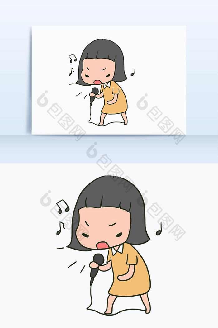卡通风格可爱小女孩唱歌静态表情包手机配图图片图片