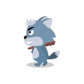 卡通拟人动物狼走路动图gif