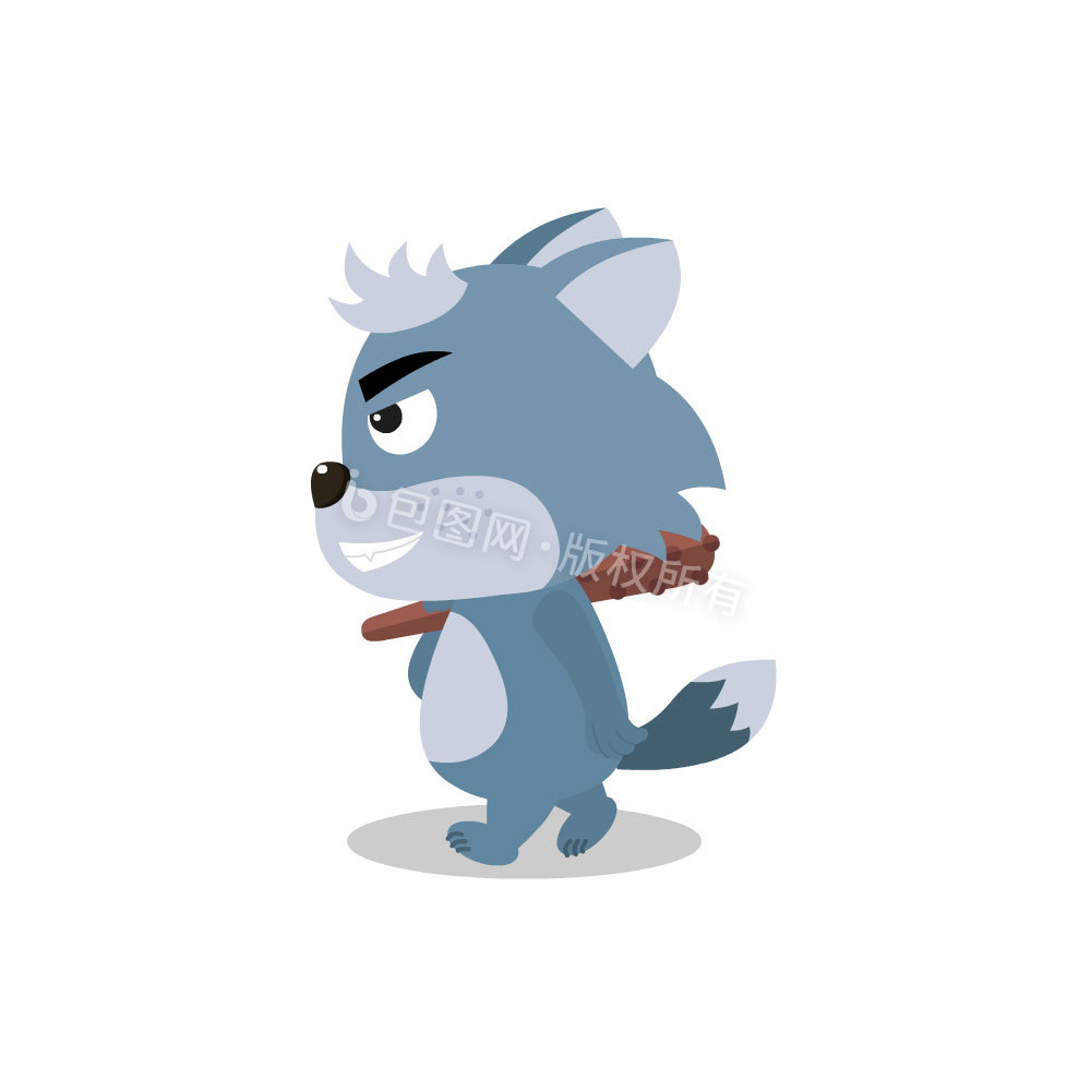 卡通拟人动物狼走路动图gif