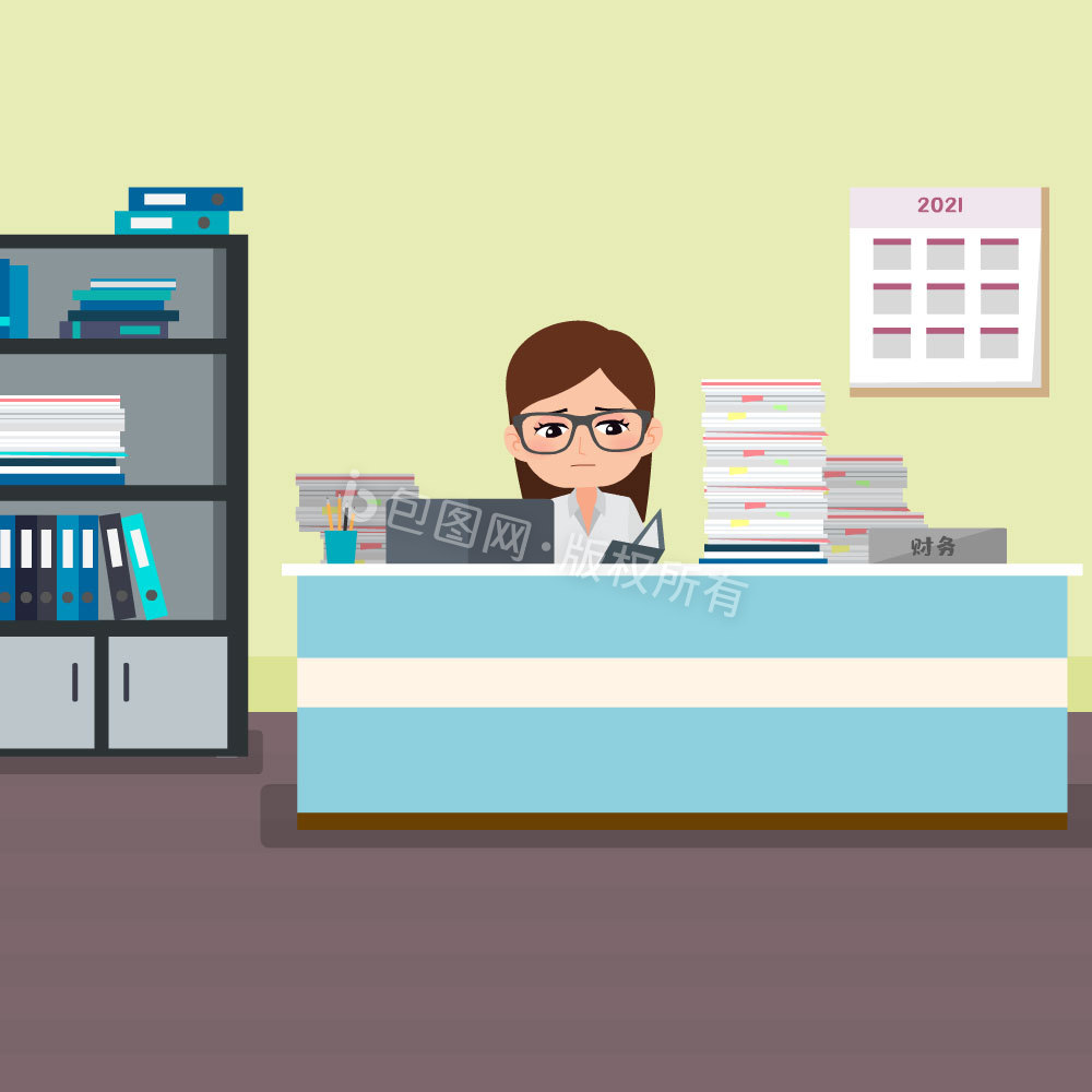 职业女性财务工作加班动图gif