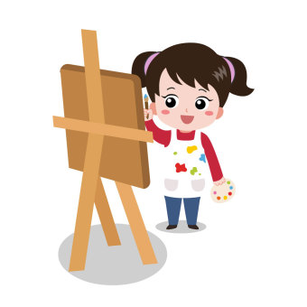 小女孩画画美术色彩动图gif
