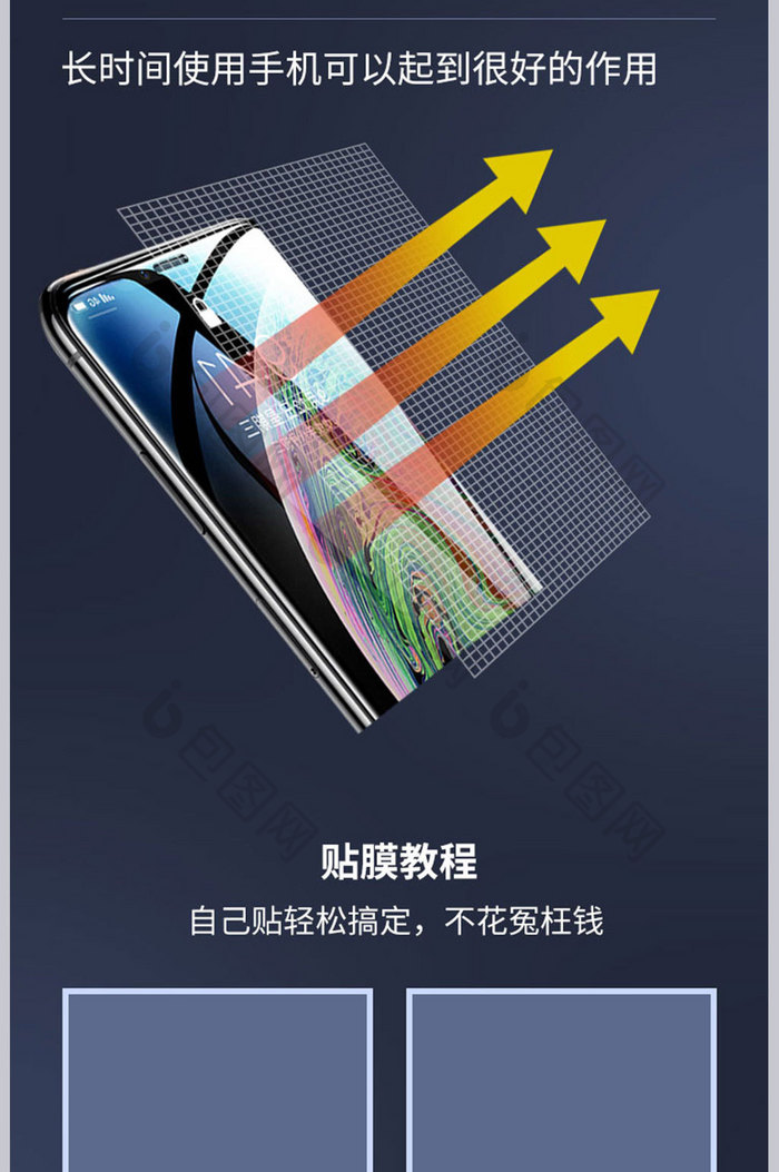 淘宝电手机抗蓝光曲面钢化膜工艺产品详情页