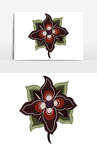 深色调民族传统敦煌花纹图案元素