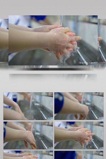 4k学生水龙头洗手清洗特写实拍图片