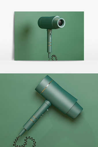 磨砂豆沙绿色吹风机C4D模型图片