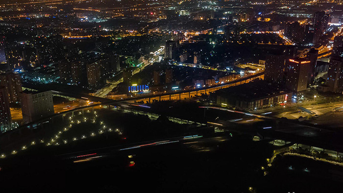 4k上海外环高速夜景车流城市灯光延时摄影