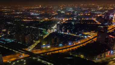 4k上海外环高速夜景车流城市灯光延时摄影