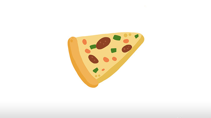 简单扁平画风食物类小吃披萨mg动画