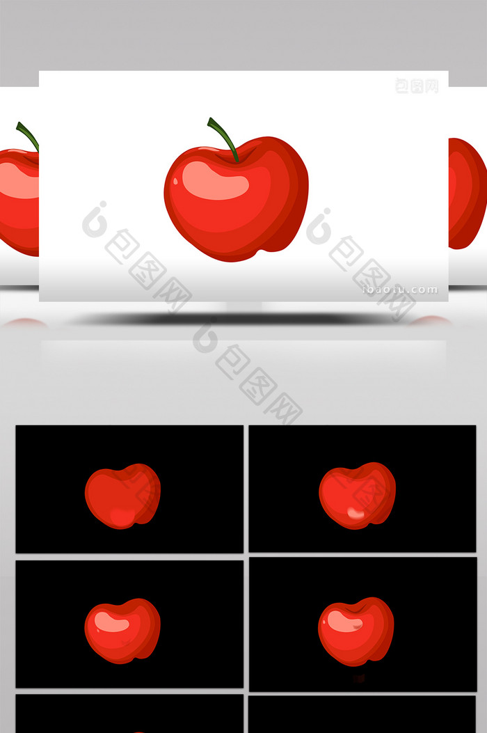 简单扁平画风食物类水果类苹果mg动画
