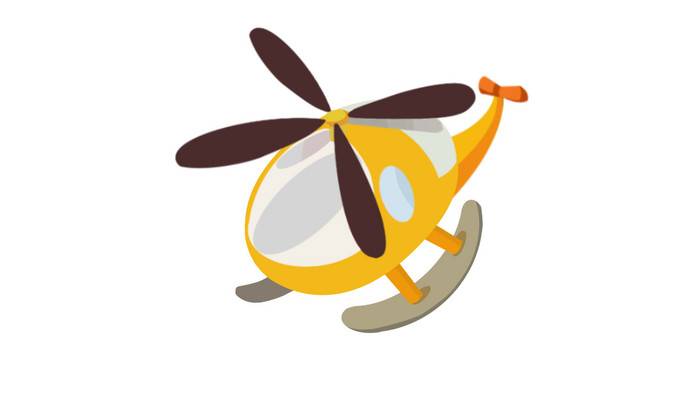 简单扁平画风交通工具类可爱直升机mg动画