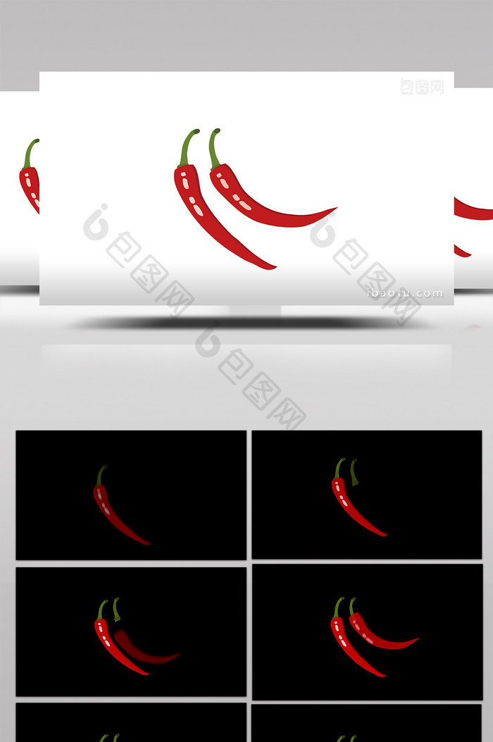 简约扁平画风食品类红辣椒mg动画