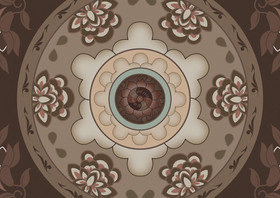 中国传统敦煌藻井壁画圆形花卉装饰元素