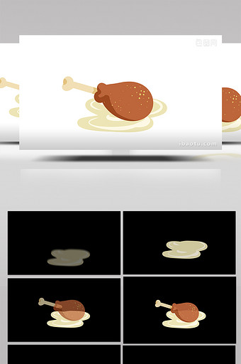 简单扁平画风食物类肉鸡腿mg动画图片