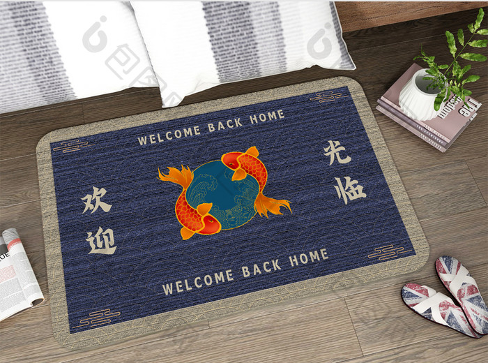中国风鲤鱼卡通地毯