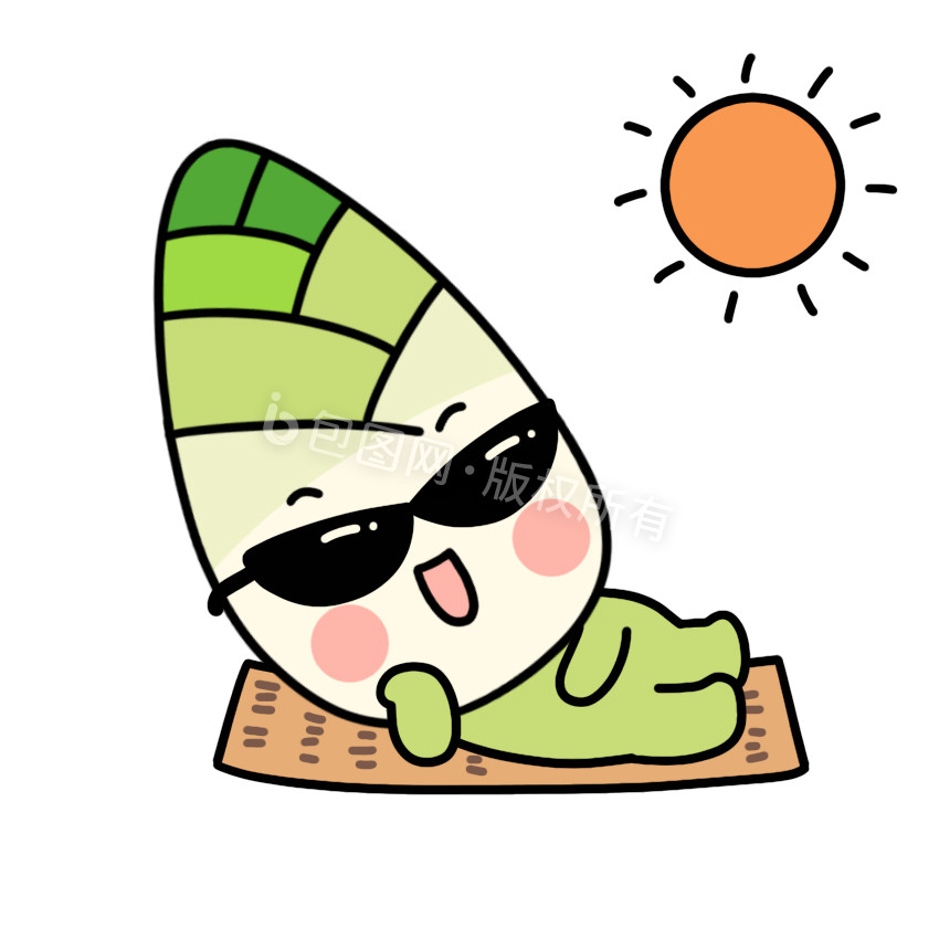 可爱春笋表情包晒太阳图片
