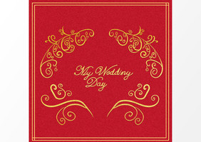 手绘烫金花式Wedding day烫金字