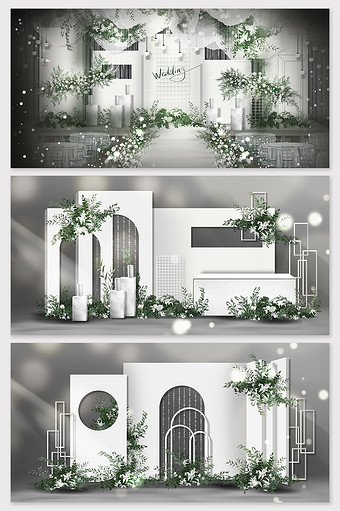 个性定制韩系白绿婚礼效果图图片