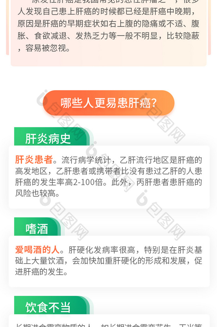 暖色肝癌症疾病医疗知识科普宣传H5长图