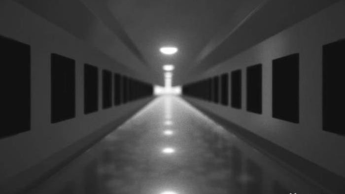 黑白胶片质感抽象空间走廊背景视频素材