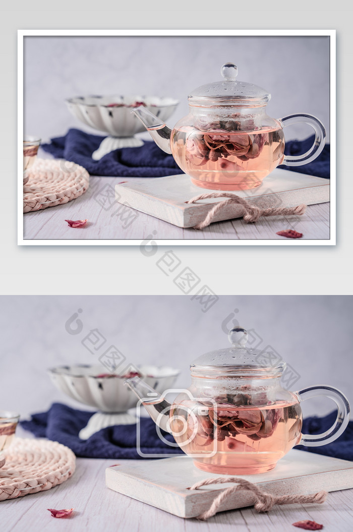 玫瑰花茶茶饮茶艺茶壶摄影图图片图片