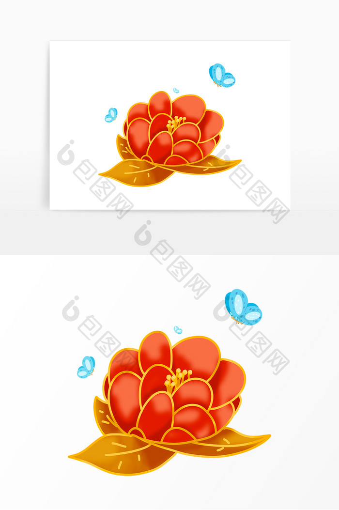 金边牡丹蝴蝶鲜花