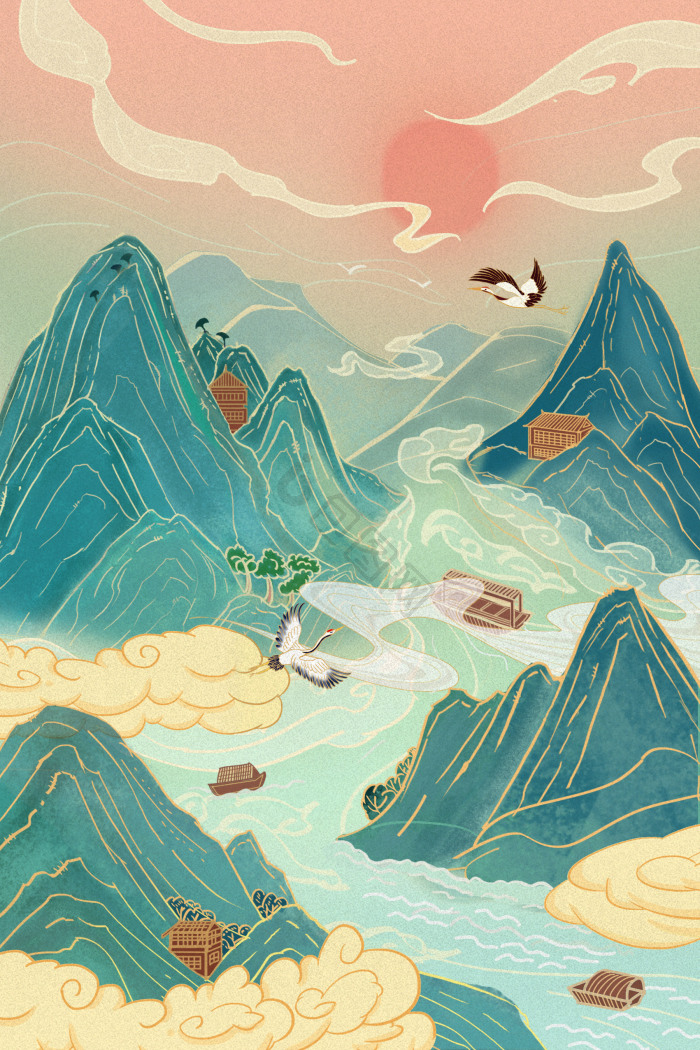 古风背景插画图片下载-包图网