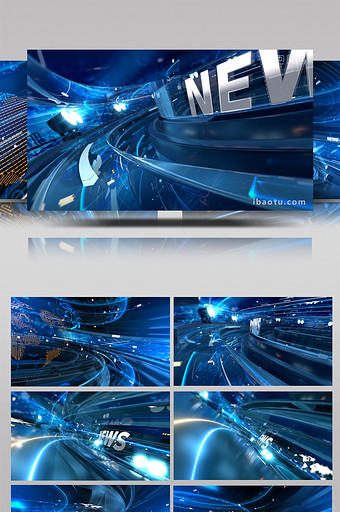三维蓝色地球新闻电视节目包装片头AE模板图片