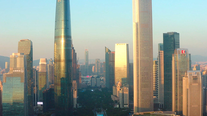 4k航拍广州CBD建筑群城市旅游宣传视频