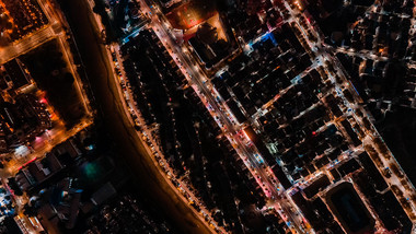 城市都市深圳夜景高空俯视航拍延时