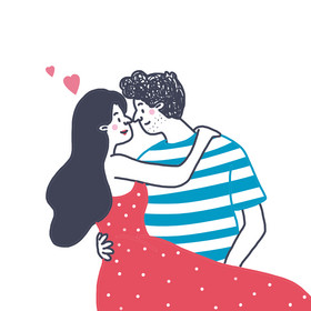 新接吻情侣图片新接吻情侣人物图片情人节甜蜜接吻情侣图片情人节线描