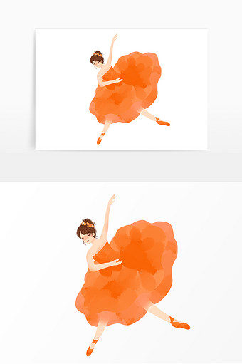 卡通手绘跳舞小女孩