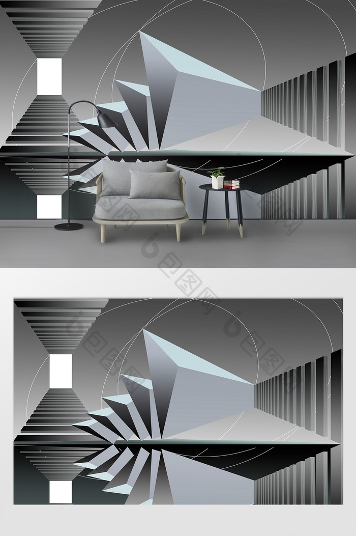 原创抽象几何空间立体客厅沙发背景墙图片图片