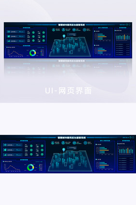 城市服务后台系统科技可视化网页数据大屏