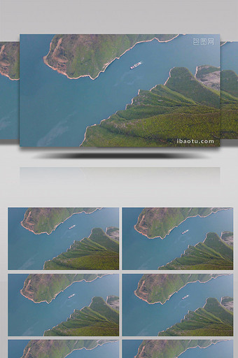 4K航拍长江三峡轮船驶过巍峨两岸图片