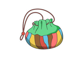 荷包插画图片新年大礼包金币钱袋图片条纹荷包图片古风荷包图片花朵