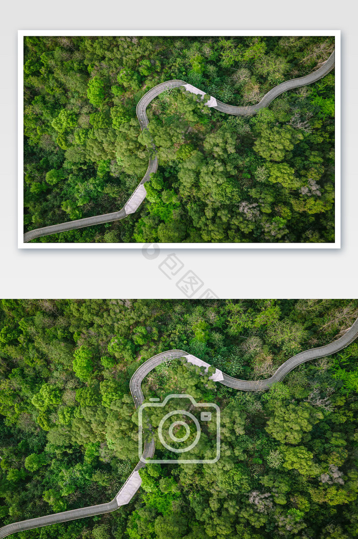 清新大气福州网红郊野公园道路航拍摄影图