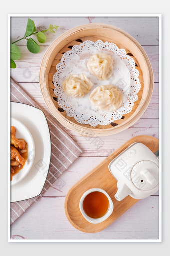 广式茶点灌汤包美食摄影图图片