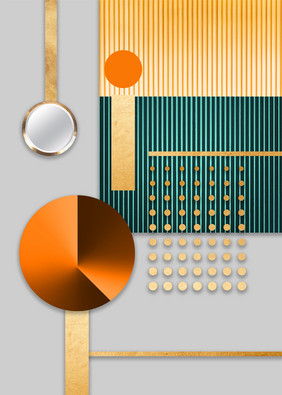 现代抽象轻奢几何线条金属拉丝质感装饰画