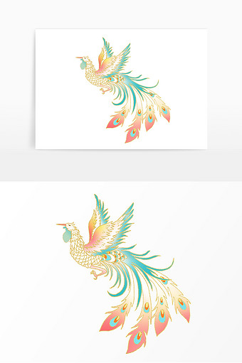 彩色浅色系国风凤凰