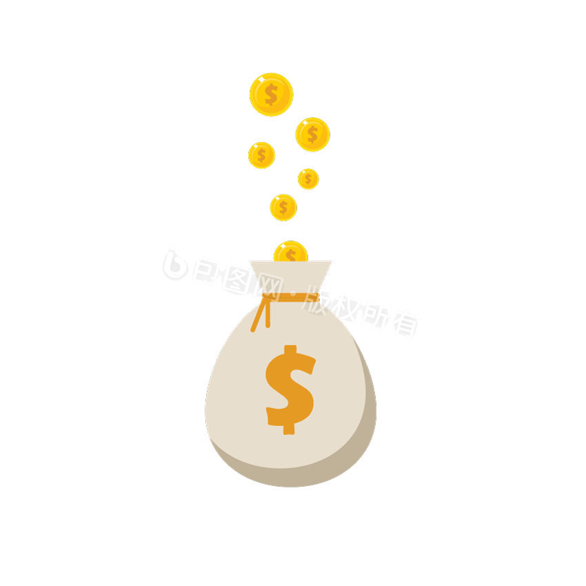 卡通金融金币掉落钱袋gif动图下载-包图网