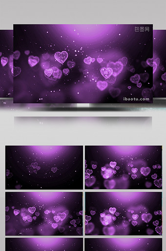 4K紫色桃心粒子背景视频素材AE模板图片