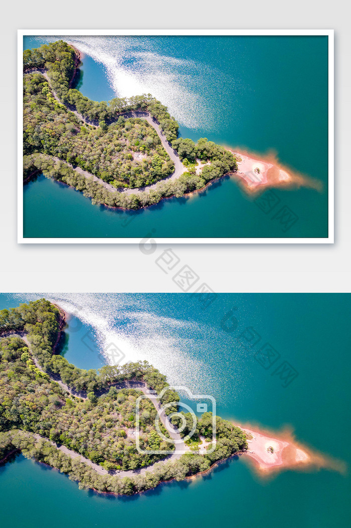 航拍唯美蓝色湖面摄影图片图片