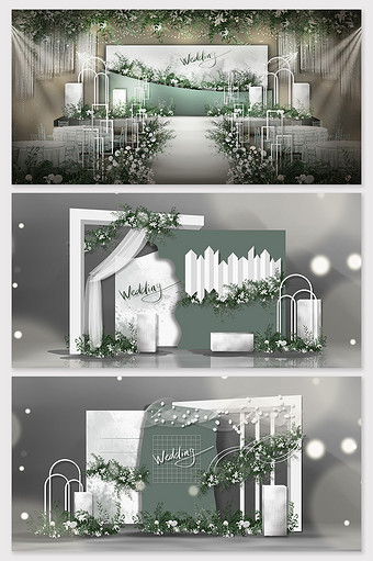 个性定制现代白绿韩式婚礼效果图图片