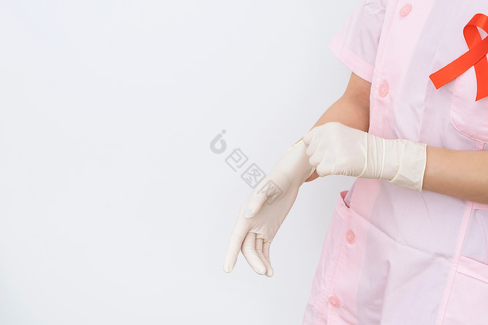 国际护士节护士带一次性手套手势图片