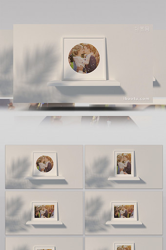白色树叶阴影婚礼相框PR模板图片