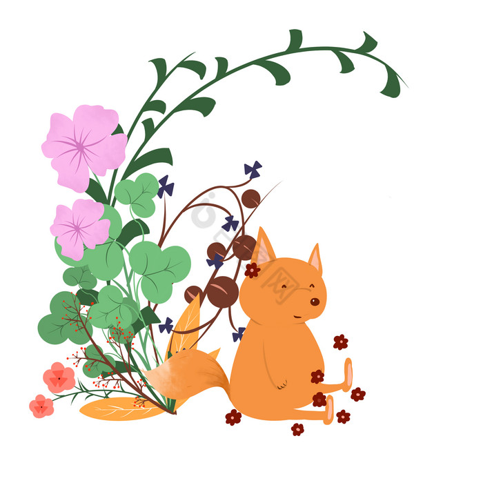 春天植物小猫花草图片