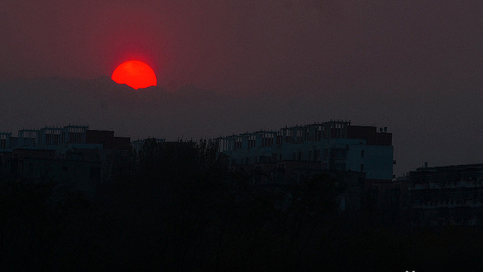 实拍太阳落山延时摄影夕阳西下黄昏4K视频