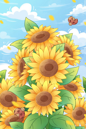 妙笔生花向日葵葵花插画