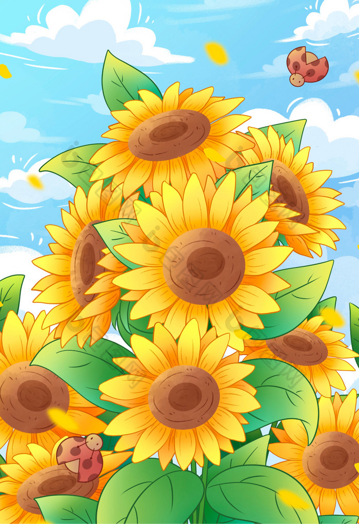 妙笔生花向日葵葵花插画