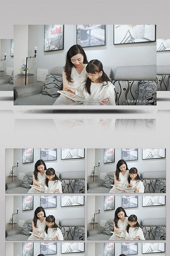 4K实拍女儿和妈妈一起看相册图片